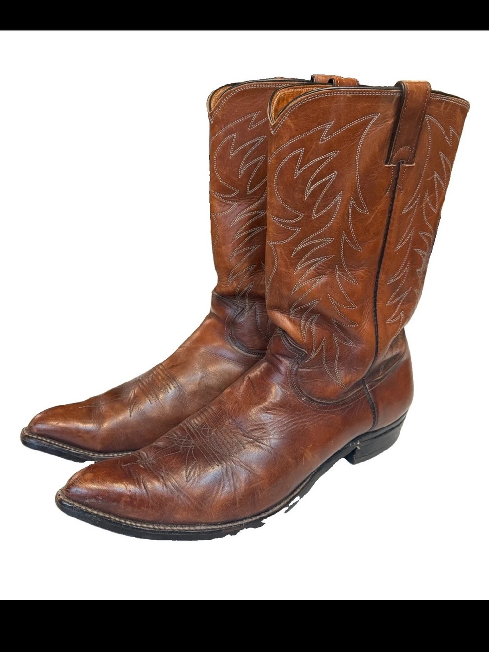 Vintage Justin Boots Men's Tan Brown Leather Western Cowboy Boots size 14